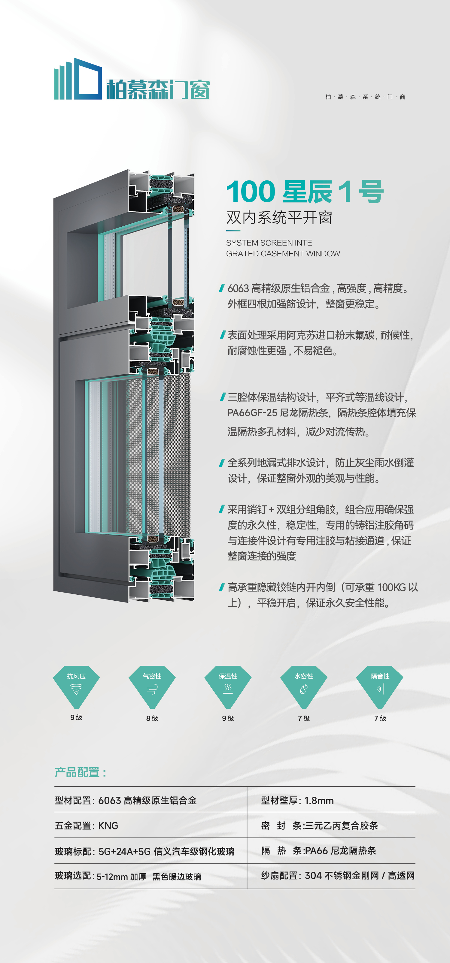 100星辰1號(hào)雙內(nèi)系統(tǒng)平開窗